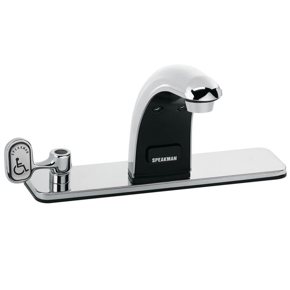 SensorFlo Classic S-8727-CA-E Battery Powered Sensor Faucet with 8 In. Deck Plate and Manual Overr