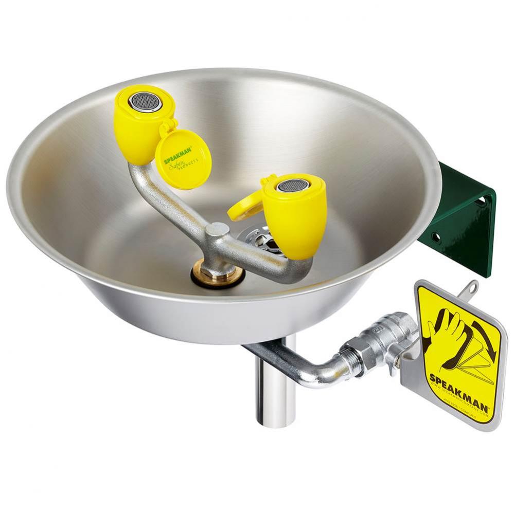 Speakman Traditional Series Wall Mounted Eyewash with Stainless Steel Bowl with P-Trap