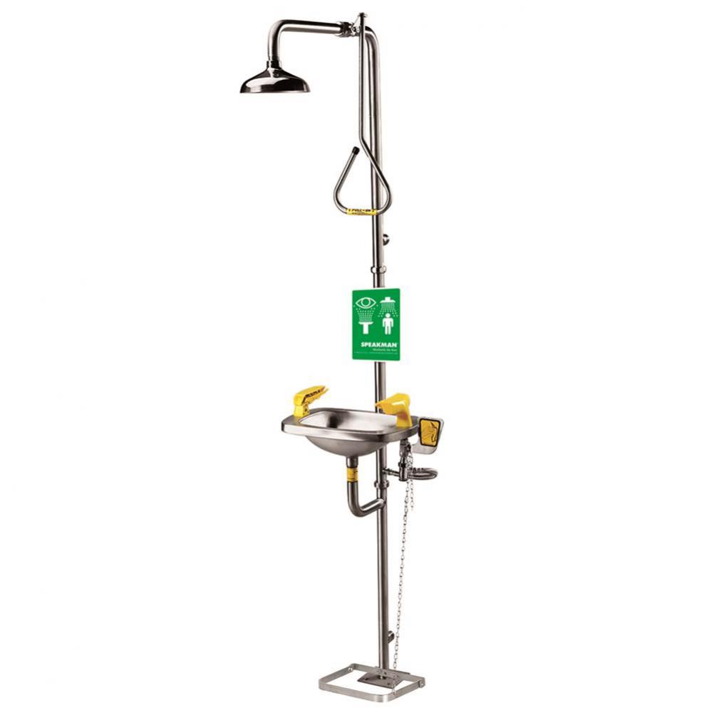 Speakman Select Series Combination Stainless Steel Emergency Shower with Stainless Steel Bowl Eye/