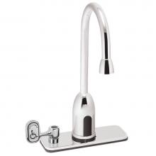 Speakman S-9117-CA-E - SensorFlo Gooseneck S-9117-CA-E Battery Powered Sensor Faucet with 4 In. Deck Plate and Manual Ove