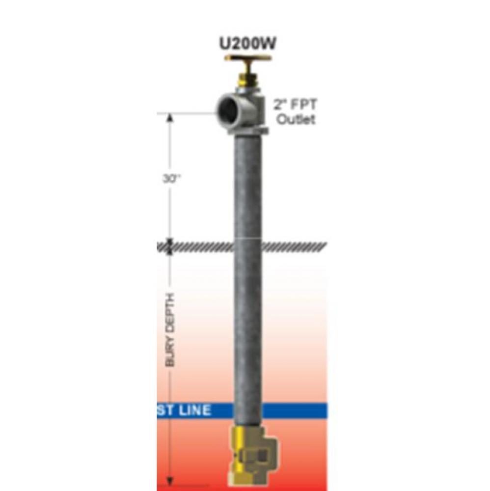 U200W Utility Hydrant - 2in Inlet 2 Feet