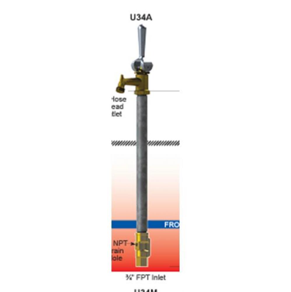 U34A Utility Hydrant - 3/4in Inlet 3 Feet