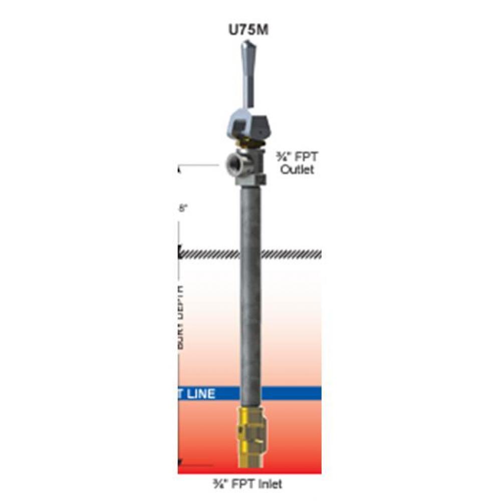 U75M Utility Hydrant - 3/4in Inlet 1 Feet
