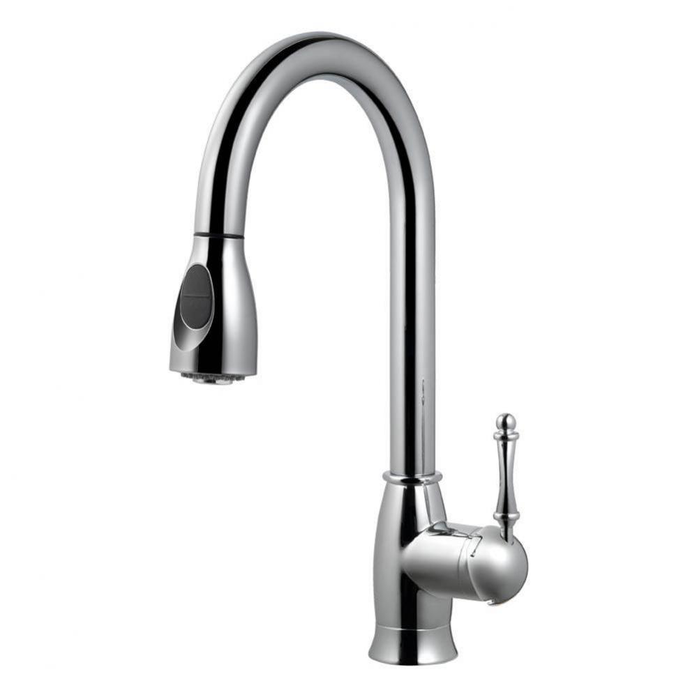Dual Function Pull Down Kitchen Faucet in Polished Chrome