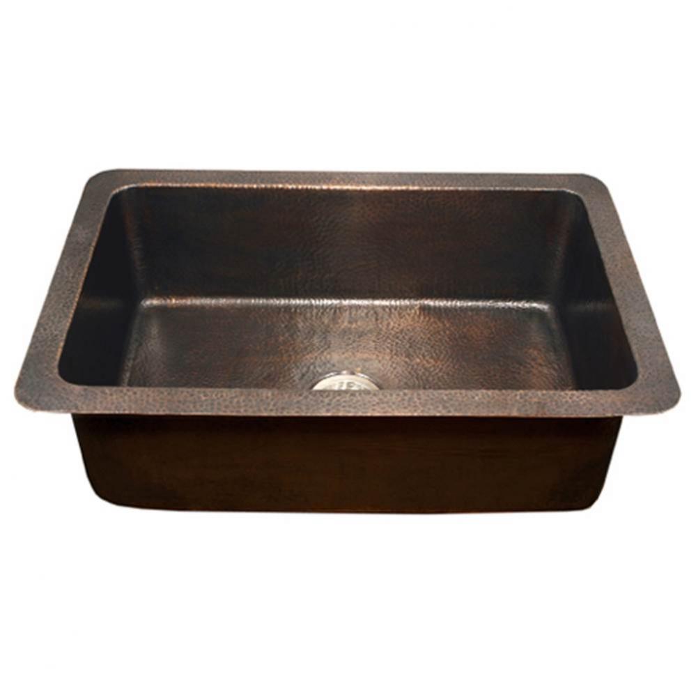 Apron Front Large Single Bowl Kitchen Sink, Antique Copper