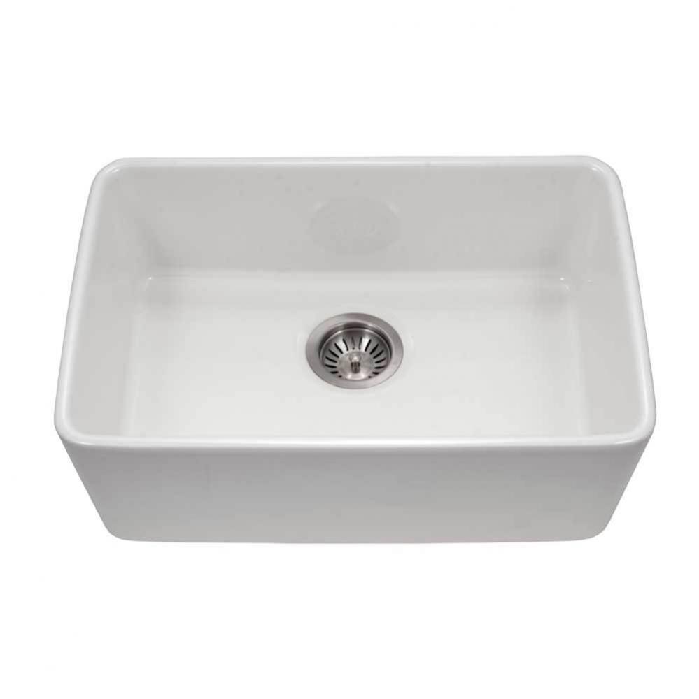 Undermount Fireclay Single Bowl Kitchen Sink, White