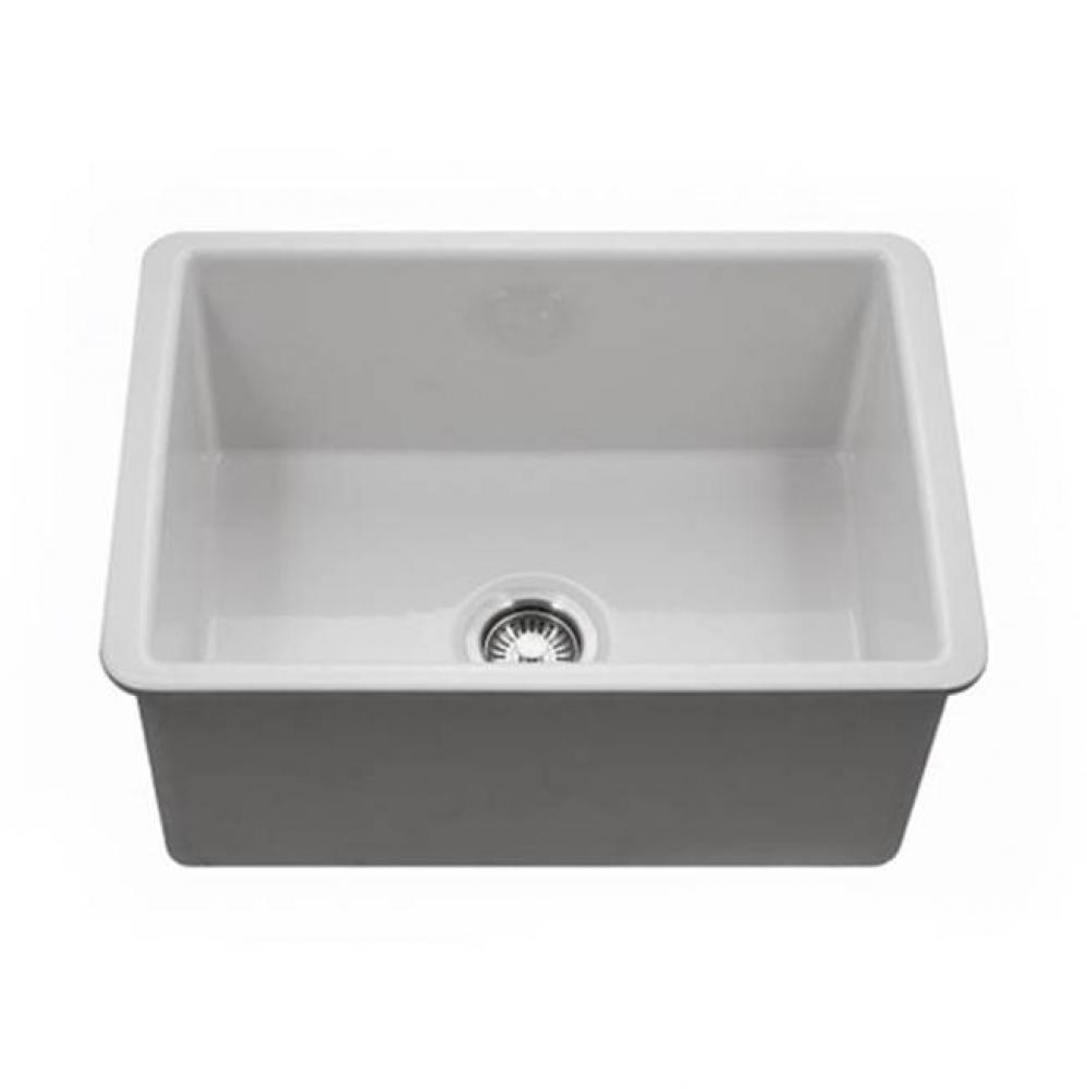 Undermount Fireclay Single Bowl Kitchen Sink, White
