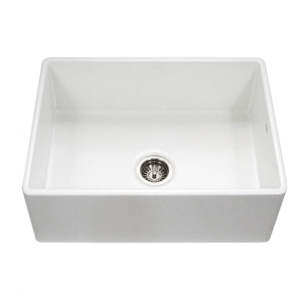 Apron-Front Fireclay Single Bowl Kitchen Sink, White