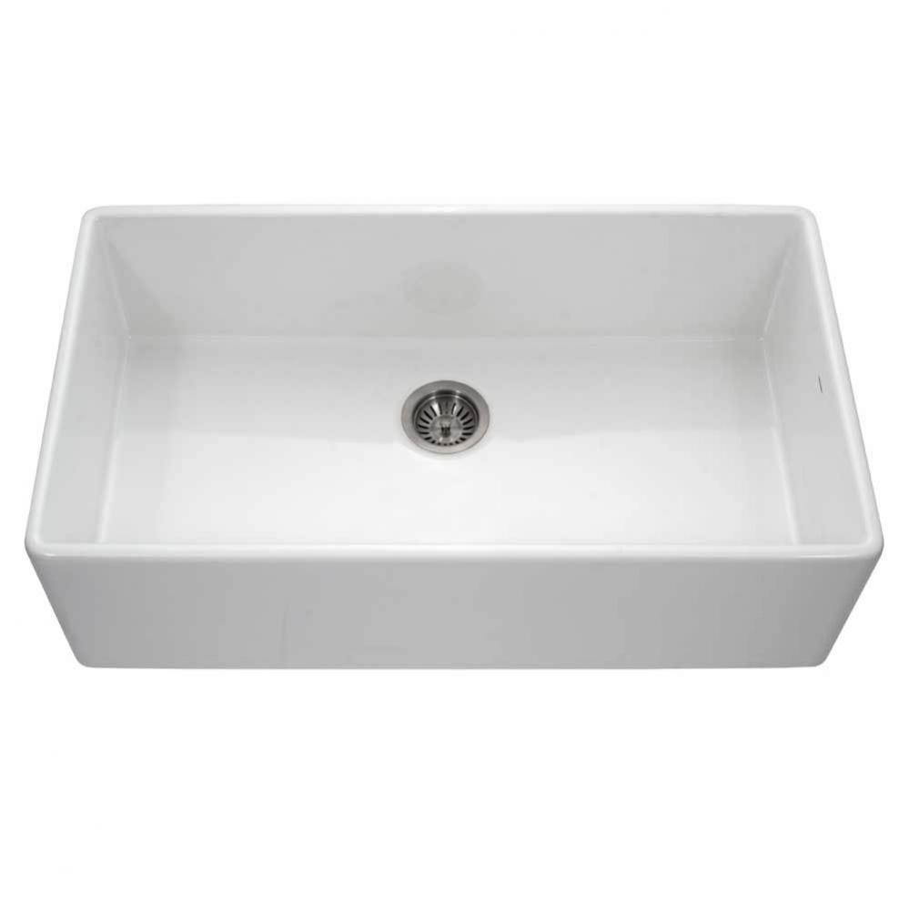 Apron-Front Fireclay Single Bowl Kitchen Sink, White
