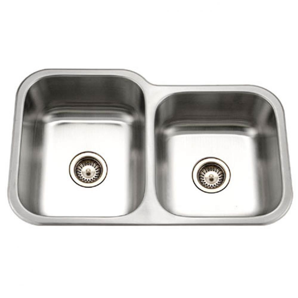 Undermount Stainless Steel 60/40 Double Bowl Kitchen Sink, Small Bowl Right