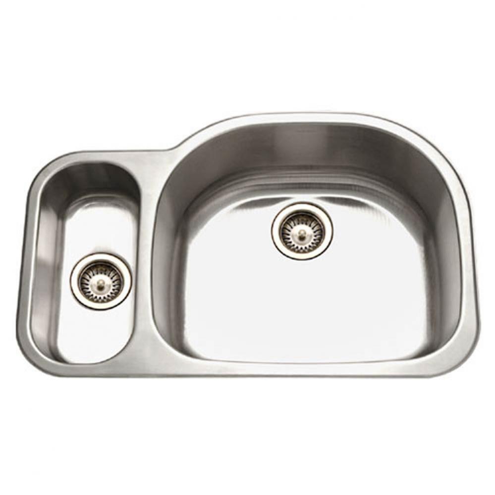 Undermount Stainless Steel 20/80 Double Bowl Kitchen Sink, Small Bowl Left