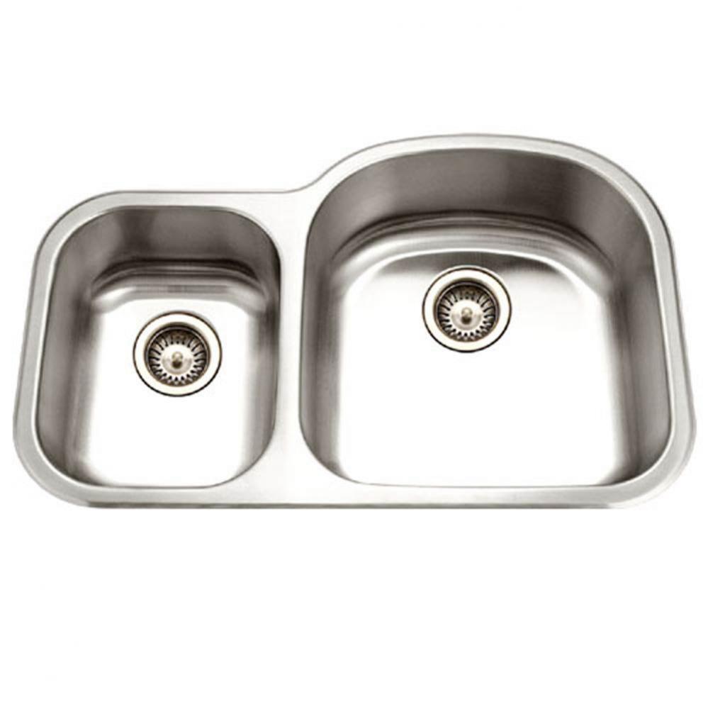 Undermount Stainless Steel 30/70 Double Bowl Kitchen Sink, Small Bowl Left