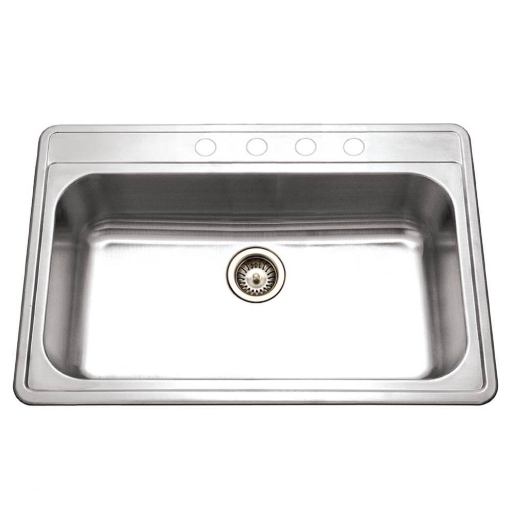 Topmount Stainless Steel 4-Hole Large Single Bowl Kitchen Sink
