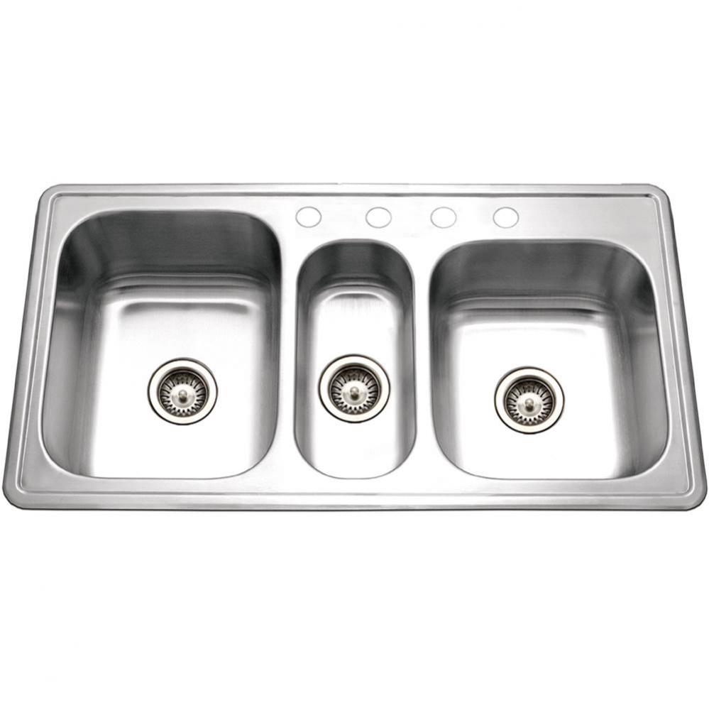 Topmount Stainless Steel 4-Hole Triple Bowl Kitchen Sink