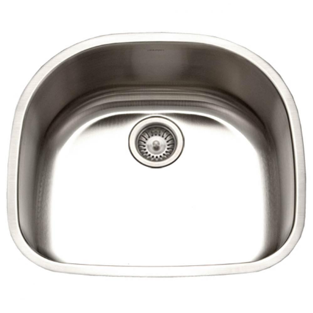 Undermount Stainless Steel Single D Bowl Kitchen Sink, 18 Gauge