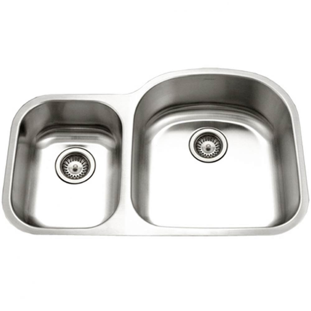 Undermount Stainless Steel 30/70 Double Bowl Kitchen Sink, Small Bowl Left, 18 Gauge