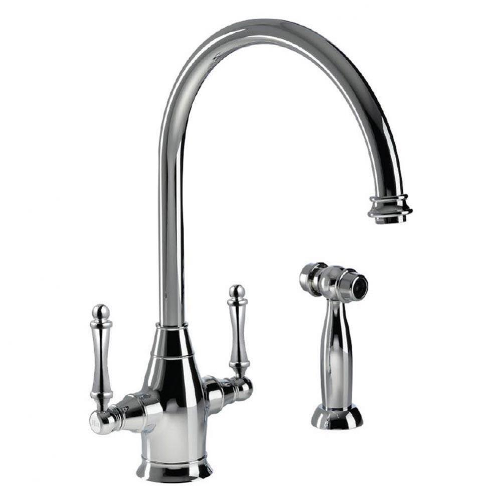 Traditional Brass Faucet with Side Spray in Polished Chrome