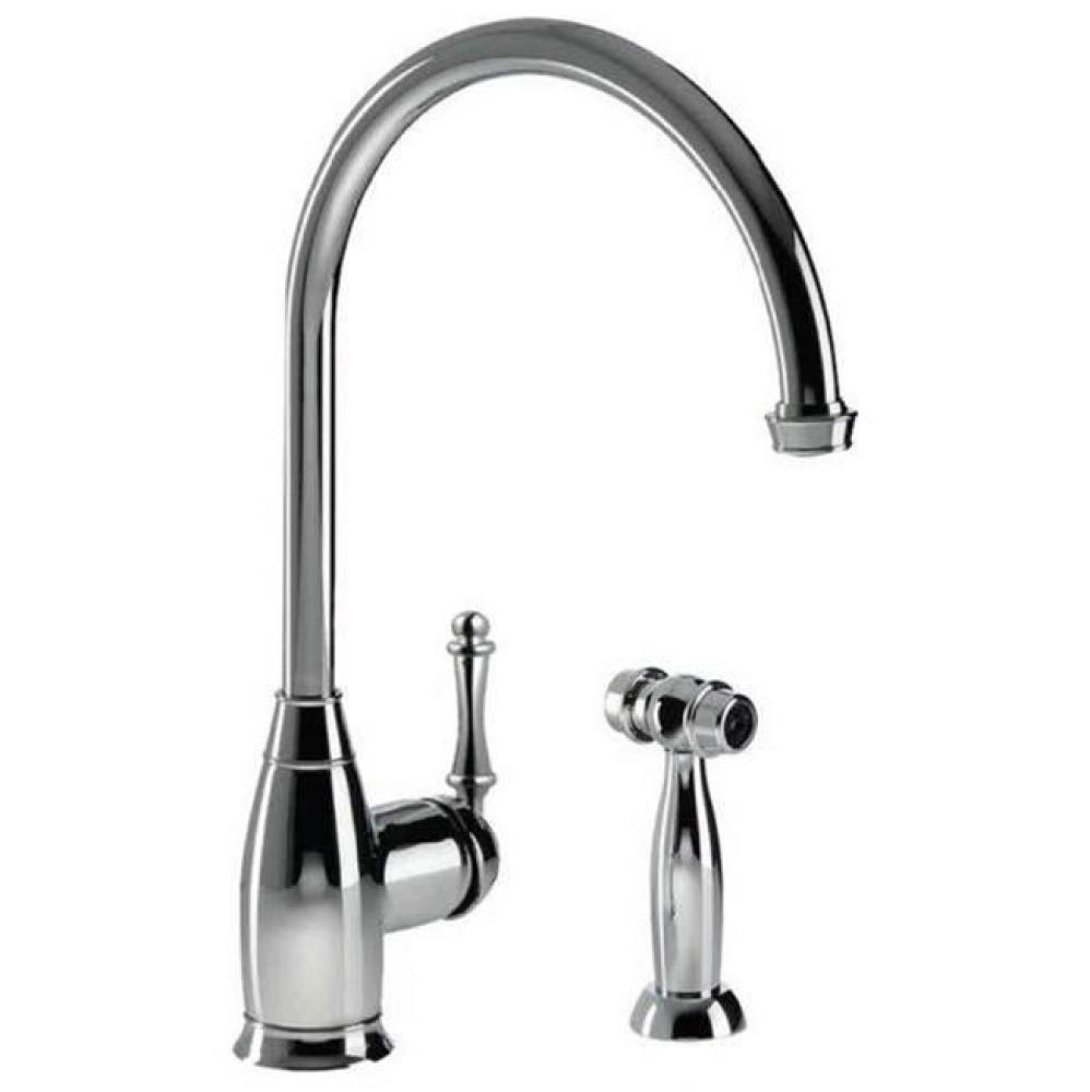 Exeter Traditional Brass Single Lever Faucet with Side Spray in Polished Nickel