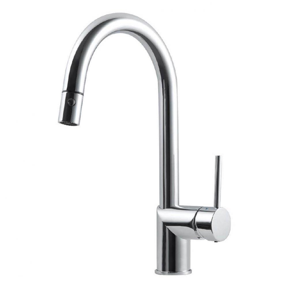 Dual Function Pull Down Kitchen Faucet in Polished Chrome