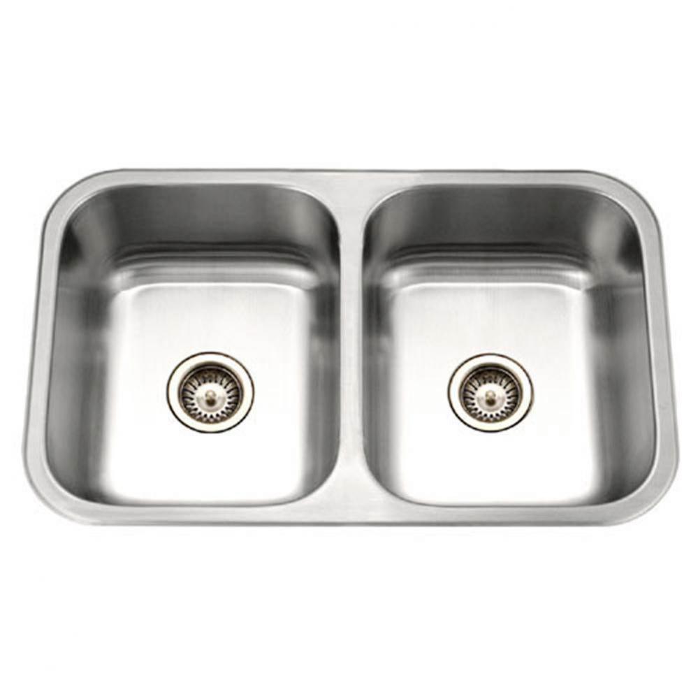 Gourmet 32'' Undermount Stainless Steel 50/50 Double Bowl Kitchen Sink