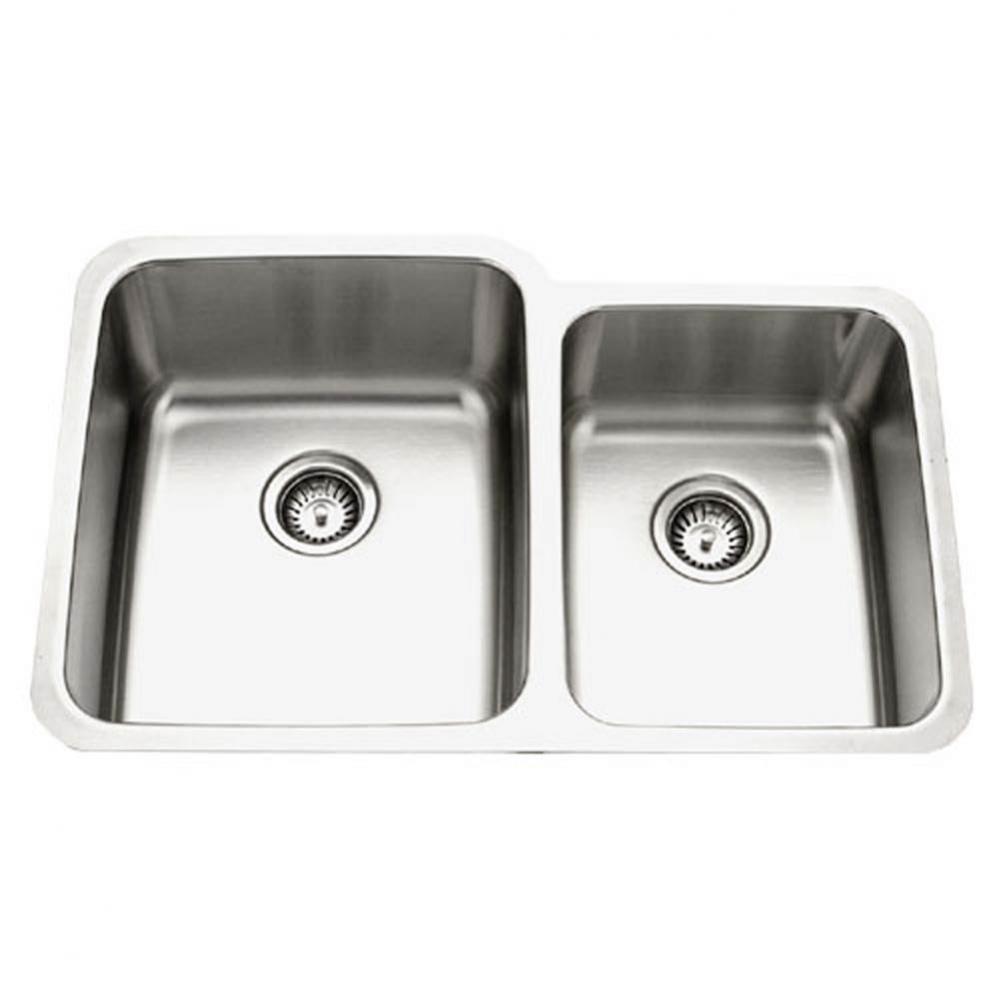Undermount Stainless Steel 60/40 Double Bowl Kitchen Sink , Small Bowl