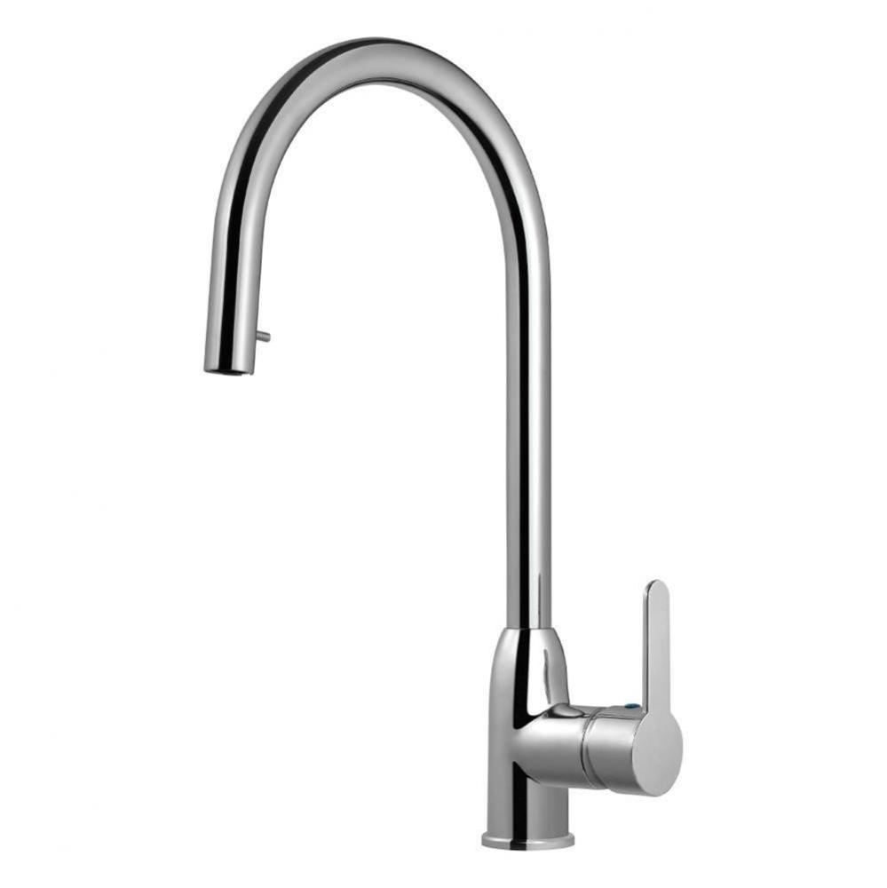 Dual Function Hidden Pull Down Kitchen Faucet in Pewter