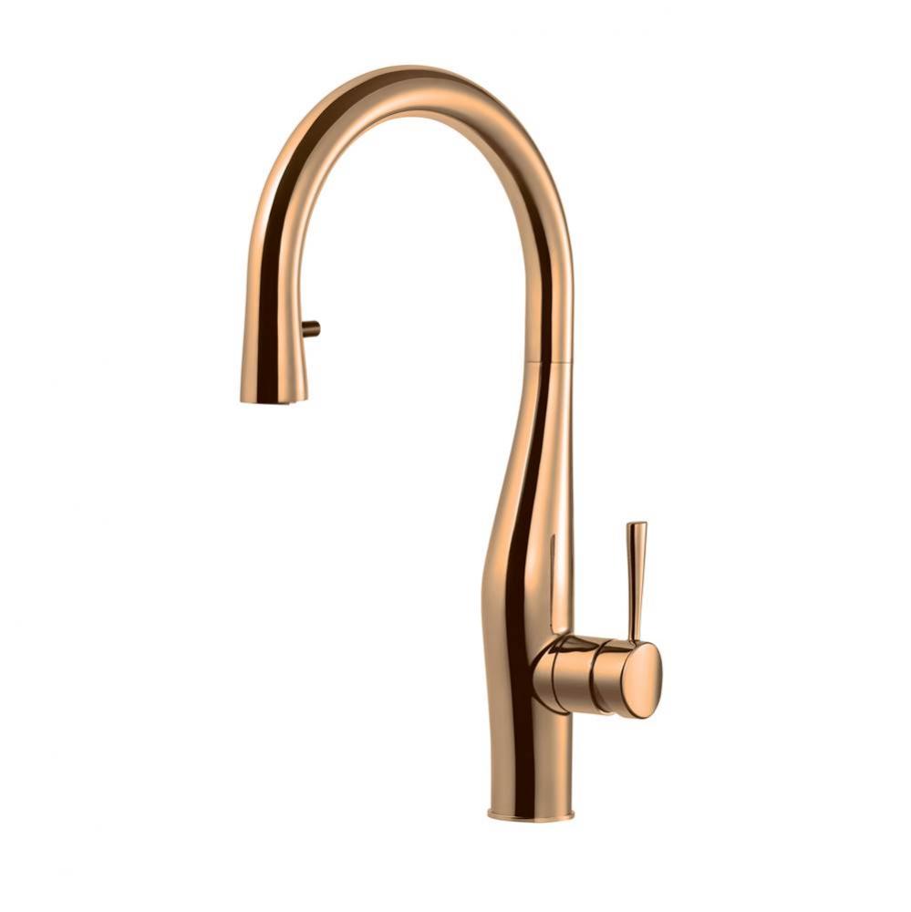 Dual Function Hidden Pull Down Kitchen Faucet in Rose Gold
