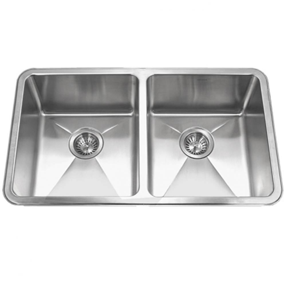 15MM Radius Undermount Stainless Steel 50/50 Double Bowl Kitchen Sink