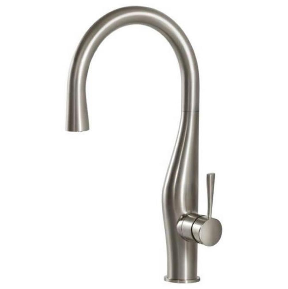Single Function Hidden Pull Down Kitchen Faucet in Brushed Nickel