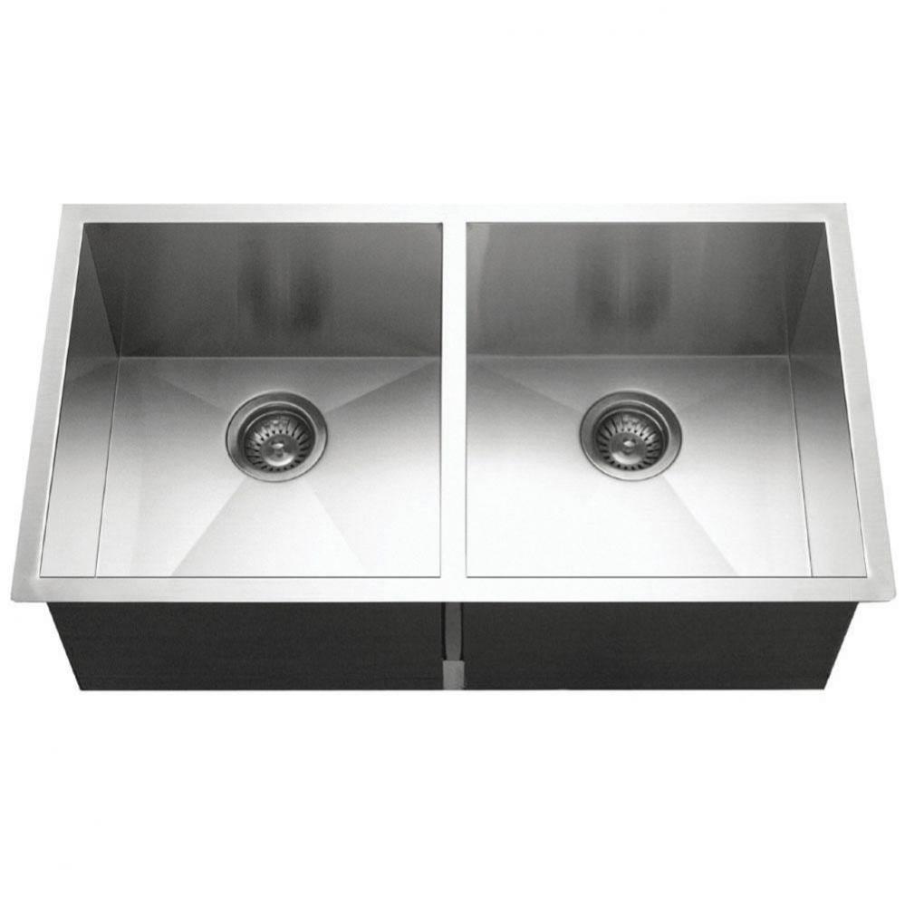 Prizm 33'' ADA Zero Radius Undermount Stainless Steel Sink, 5-1/2'' Depth