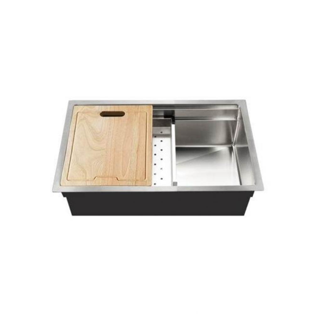 Dual Level Undermount 18GA Stainless Steel  Single Bowl Kitchen Sink with Sliding Platform