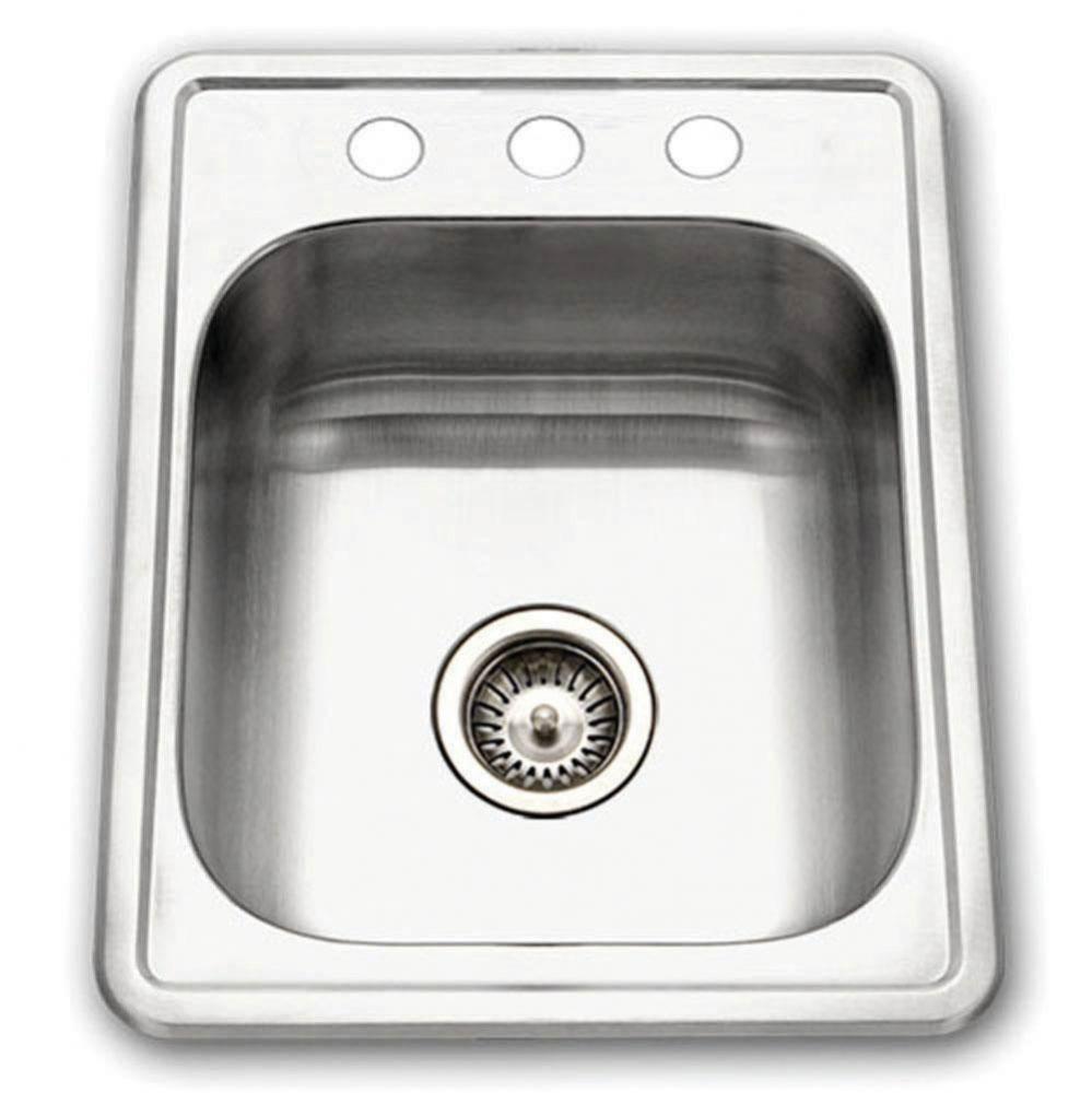 Revive 17'' ADA Topmount Stainless Steel 3-hole Bar/Prep Sink