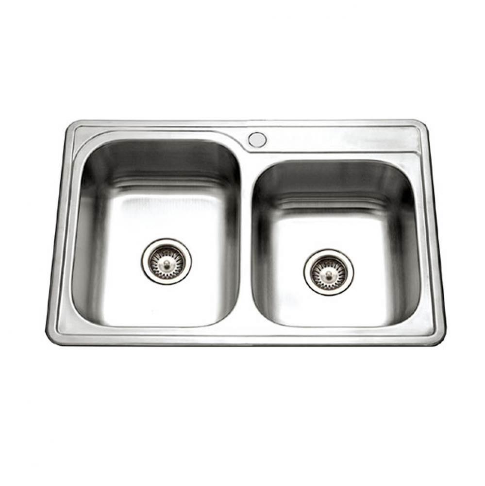 Topmount Stainless Steel 1-hole 60/40 Double Bowl Kitchen Sink