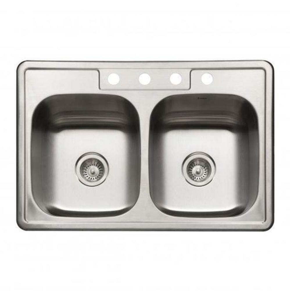 Revive 33'' ADA Topmount Stainless Steel 4-hole Single Bowl Kitchen Sink, 6''