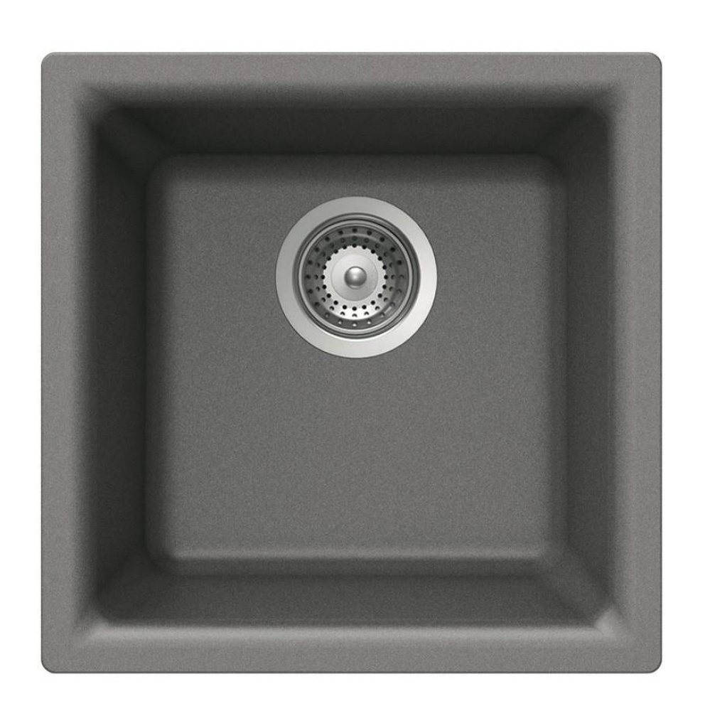 SiOStone 16'' Granite Dual Mount Bar/Prep Sink, Slate