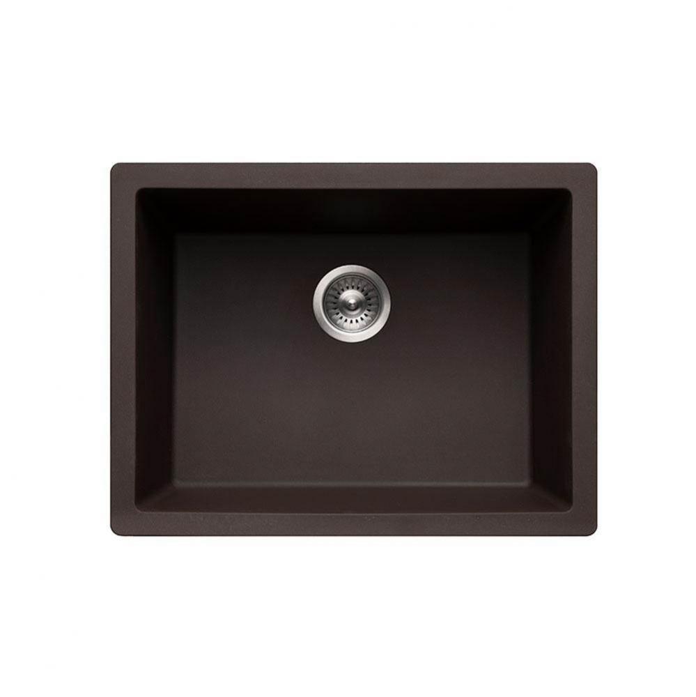SiOStone 24'' Granite Undermount Single Bowl Kitchen Sink, Mocha