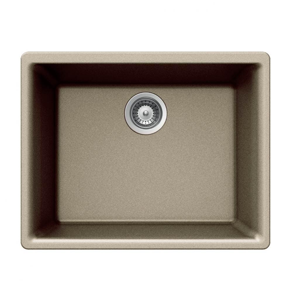 SiOStone 24'' Undermount Single Bowl Granite Kitchen Sink, Taupe