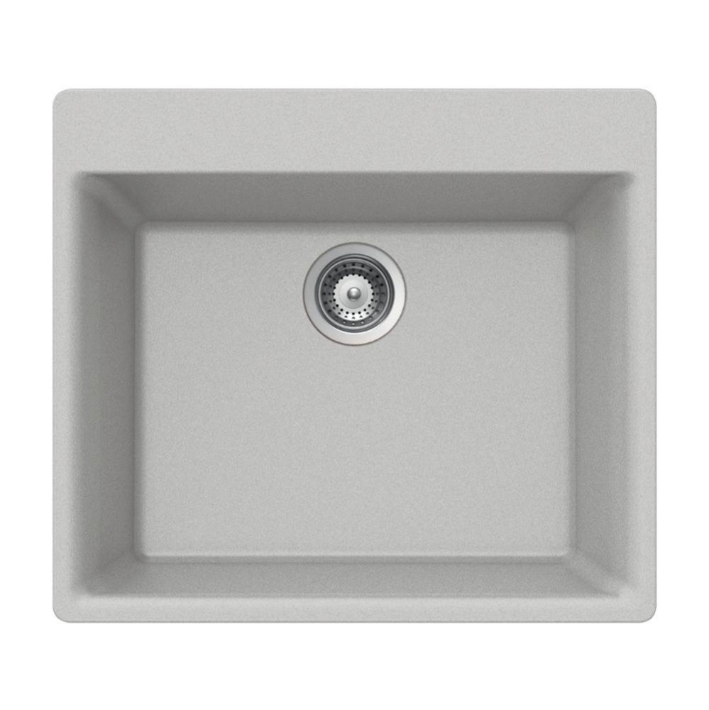 SiOStone 24'' Topmount Single Bowl Granite Kitchen Sink, Thunder