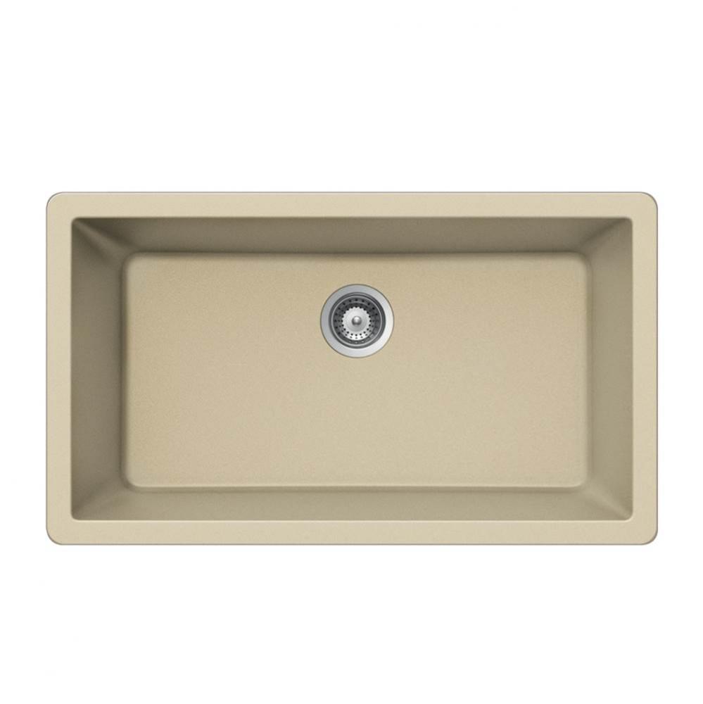 SiOStone 33'' Granite Undermount Large Single Bowl Kitchen Sink, Sand