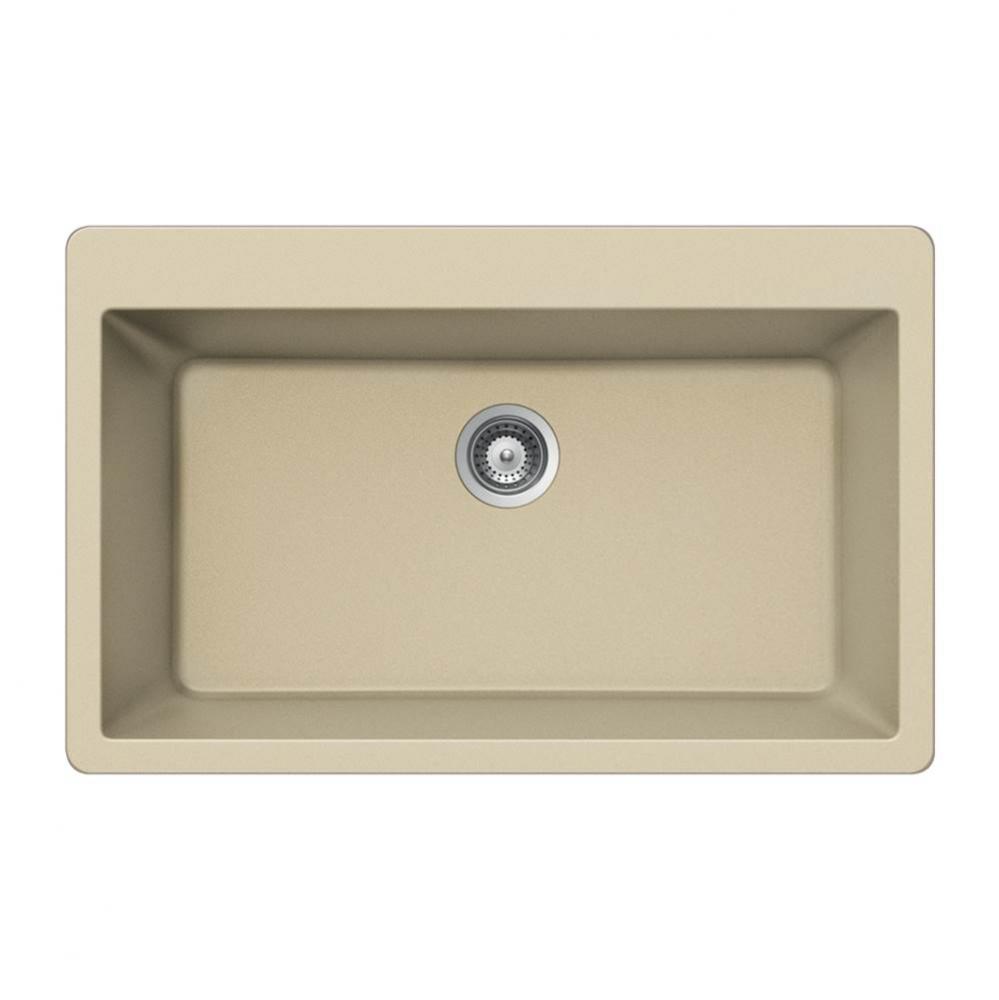 SiOStone 33'' Granite Topmount Large Single Bowl Kitchen Sink, Sand