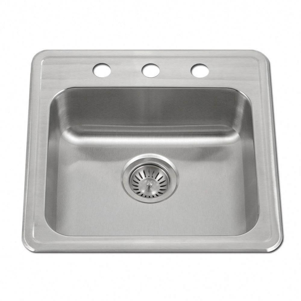 Revive 19'' ADA Topmount Stainless Steel 3-hole Sink, 5-1/2'' Depth, Bulk Pack