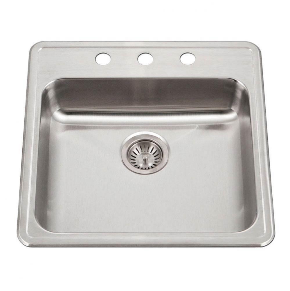 Revive 22'' ADA Topmount Stainless Steel 3-hole Sink, 5-1/2'' Depth