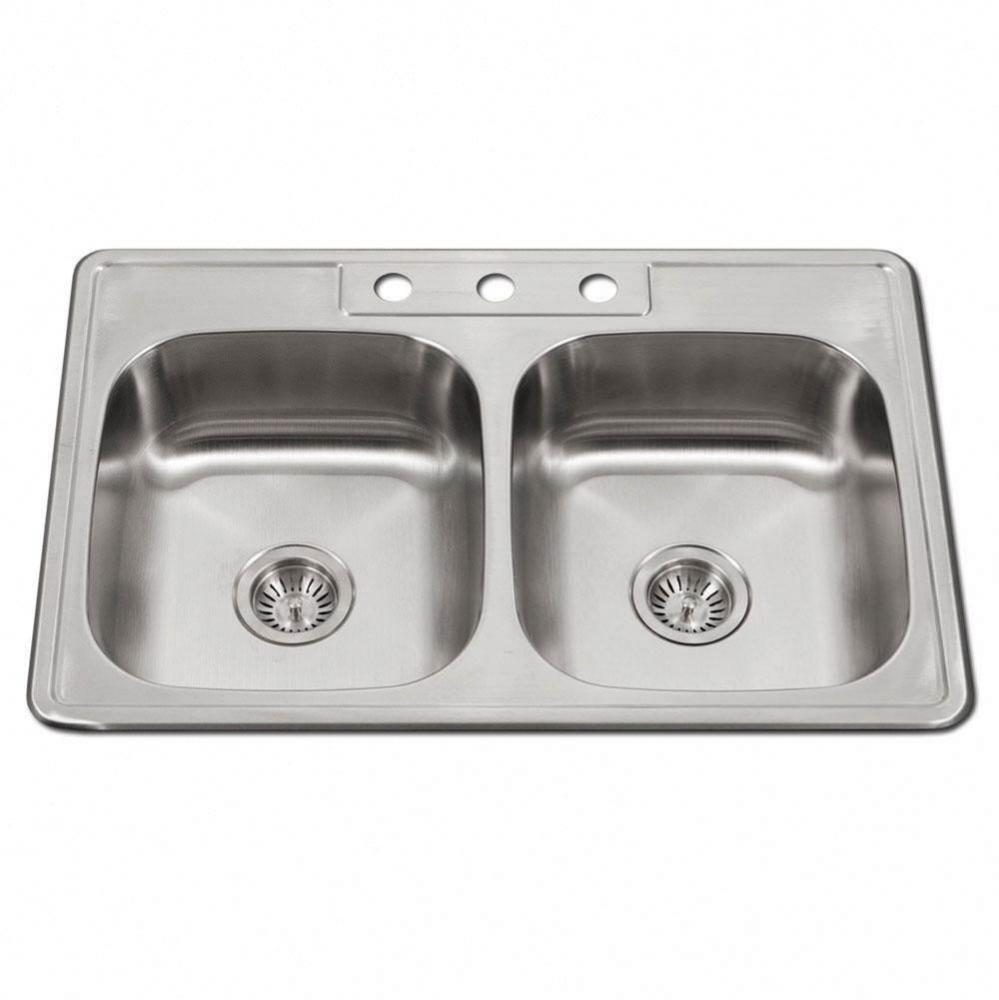 Revive 33''  ADA Topmount Stainless Steel 3-hole Sink, 5-1/2'' Depth