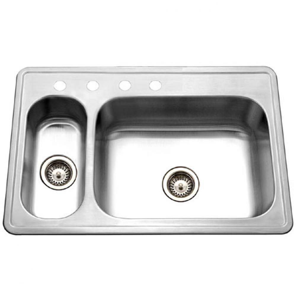 Topmount Stainless Steel 4-hole 70/30 Double Bowl Kitchen Sink