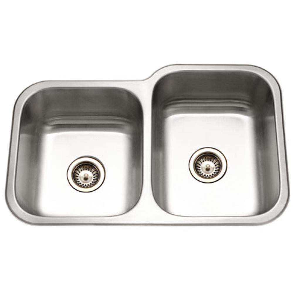 Undermount Stainless Steel 40/60 Double Bowl Kitchen Sink, Small bowl left