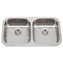 Hamat CADA-3218DU-5.5-20 - Classic 32'' ADA Undermount 50/50 Double Bowl Stainless Steel Sink, 5-1/2'' De