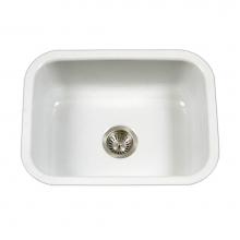 Hamat CER-2318S-WH - Enamel Steel Undermount Single Bowl Kitchen Sink, White 