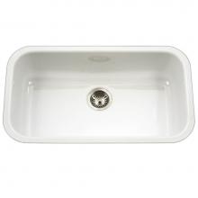Hamat CER-3118S-WH - Enamel Steel Undermount  Large Single Bowl Kitchen Sink, White 