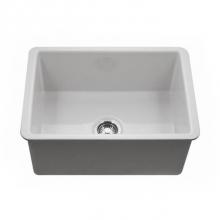 Hamat CHE-2619SU-WH - Undermount Fireclay Single Bowl Kitchen Sink, White