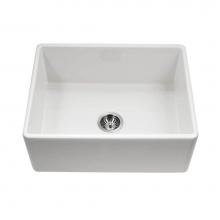 Hamat CHE-2620SA-WH - Apron-Front Fireclay Single Bowl Kitchen Sink, White